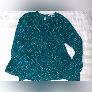 Green Ruffle Blouse